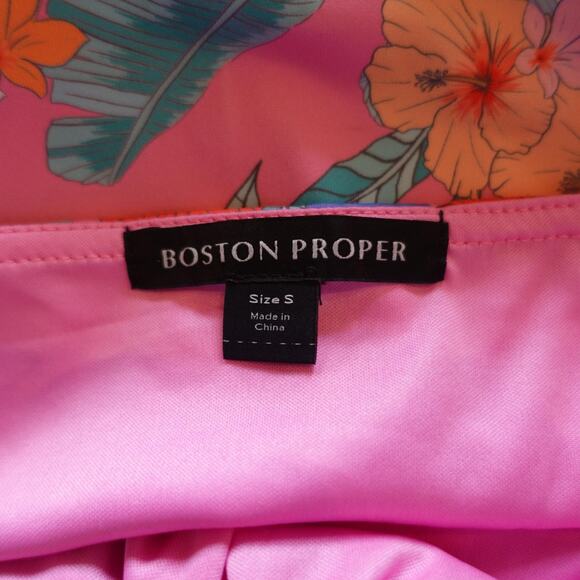 Boston Proper Shirt Womens Small Pink Tropical Floral Mock Neck Halter Top - Picture 4 of 7
